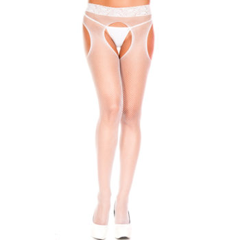 Visnet Panty Met Open Kruis - Wit Visnet Panty Met Open Kruis - Wit