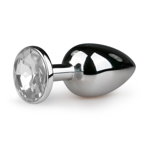 Metalen buttplug met transparante diamant Metalen buttplug met transparante diamant
