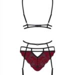 Sugestina 3-delige Jarretelset - Zwart/Rood