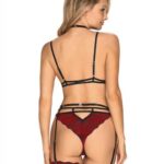 Sugestina 3-delige Jarretelset - Zwart/Rood